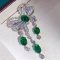 14k Gold 14.68 Ctw Vivid Green Natural Emerald & Diamond Brooch