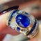 14k Gold 6.16 Ctw Natural Sapphire & Diamond & Art Deco Ring