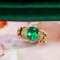 14k Gold 1.67 Ctw Vivid Green Natural Emerald & Diamond Ring