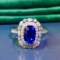 14k Gold 2.63 Ctw Natural Sapphire & Diamond Ring/pendant