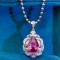 14k Gold 1.80 Ctw Natural Padparadscha Sapphire & Diamond Pendant