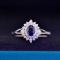 14k Gold 0.77 Ctw Natural Sapphire & Diamond & Cocktail Ring