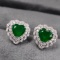 14k Gold 2.07 Ctw Vivid Green Natural Emerald & Diamond Earrings