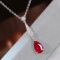 14k Gold 0.90 Ctw Vivid Red Natural Ruby & Diamond Pendant