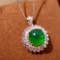14k Gold 9.61 Ctw Vivid Green Natural Emerald & Diamond Pendant
