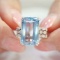 14k Gold 8.15 Ct Natural Aquamarine & Diamond & Solitaire Ring