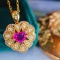 14k Gold 0.92 Ctw Natural Ruby & Diamond Pendant