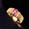 14k Gold 1.02 Ctw Natural Padparadscha Sapphire & Diamond Ring
