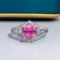 14k Gold 1.56 Ctw Natural Padparadscha Sapphire & Diamond & Art Deco Ring