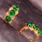 14k Gold 1.30 Ctw Vivid Green Natural Emerald & Diamond Ring