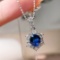14k Yellow Gold 1.28 Ctw Natural Sapphire & Diamond Pendant