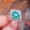 14k White Gold 1.66 Ctw Natural Emerald & Diamond Ring