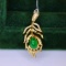 14k Yellow Gold 0.78 Ctw Natural Emerald & Diamond Pendant