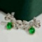 14k White Gold 1.21 Ctw Natural Emerald & Diamond Earrings