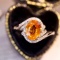 14k White Gold 1.85 Ctw Natural Spessartine & Diamond Ring
