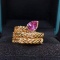 14k Rose Gold 1.30 Ctw Natural Padparadscha Sapphire & Diamond Ring