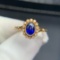 14k Yellow Gold 0.98 Ct Natural Sapphire & Diamond Ring