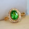 14k Rose Gold 2.08 Ctw Natural Tsavorite & Diamond Ring