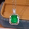 14k White Gold 2.12 Ctw Natural Emerald & Diamond Pendant