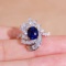 14k White Gold 2.60 Ctw Natural Sapphire & Diamond Ring