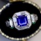 14k White Gold 2.35 Ctw Natural Sapphire & Diamond Ring