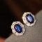 14k White Gold 1.34 Ctw Natural Sapphire & Diamond Earrings
