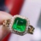 14k Yellow Gold 1.6 Ct Natural Emerald & Diamond Ring