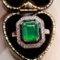 14k White Gold 2.74 Ctw Natural Emerald & Diamond & Art Deco Ring