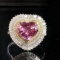 14k Gold 3.99 Ctw Natural Padparadscha Sapphire & Diamond Ring/pendant
