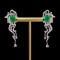 14k Gold 4.69 Ctw Vivid Green Natural Emerald & Diamond Earrings