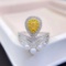 14k Gold 0.80 Ctw Natural Yellow Diamond & Diamond Ring