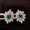 14k Gold 1.83 Ctw Vivid Green Natural Emerald & Diamond Earrings