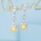 14k Gold 1.22 Ctw Natural Yellow Diamond & Diamond Earrings