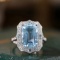 14k Gold 5.91 Ctw Natural Aquamarine & Diamond Ring