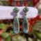 14k Gold 5.9 Ct Natural Aquamarine & Tsavorite Earrings