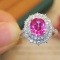 14k Gold 2.71 Ctw Natural Padparadscha Sapphire & Diamond Ring