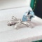 14k Gold 2 Ct Natural Aquamarine & Diamond Ring