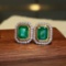 14k Gold 4.05 Ctw Natural Emerald & Diamond Earrings