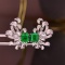 14k Gold 2.58 Ctw Vivid Green Natural Emerald & Diamond Earrings