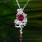 14k Gold 1.26 Ctw Natural Ruby & Diamond Pendant