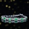 14k Gold 2.24 Ctw Vivid Green Natural Emerald & Diamond Bracelet