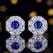 14k Gold 1.86 Ctw Vivid Blue Natural Sapphire & Diamond Earrings