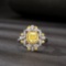 14k Gold 1.40 Ctw Natural Yellow Diamond & Diamond Ring