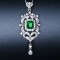 14k Gold 1.25 Ctw Vivid Green Natural Emerald & Diamond Pendant