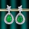 14k Gold 3.82 Ctw Vivid Green Natural Emerald & Diamond Earrings