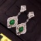 14k Gold 1.8 Ct Vivid Green Natural Emerald & Diamond Earrings