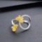 14k Gold 0.35 Ctw Natural Yellow Diamond & Diamond & Butterfly Ring