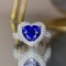 14k Gold 4.25 Ctw Vivid Blue Natural Sapphire & Diamond Ring