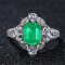 14k Gold 2.83 Ctw Vivid Green Natural Emerald & Sapphire Ring