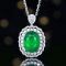 14k Gold 3.93 Ctw Vivid Green Natural Emerald & Diamond Pendant